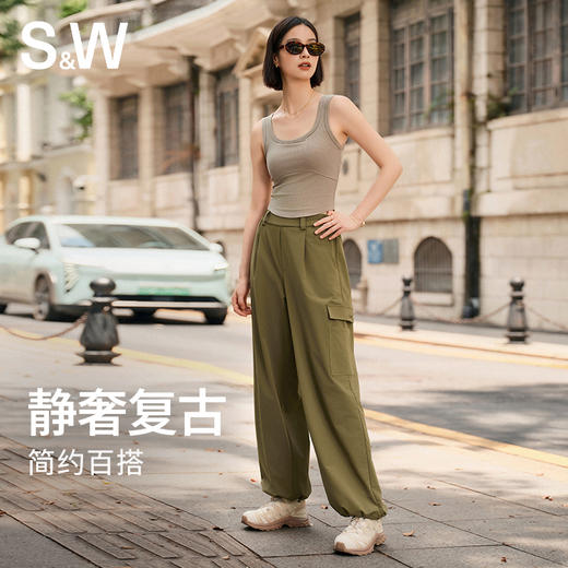 【sw速惟】宽松显瘦松紧腰工装长裤S4AW6166 商品图3