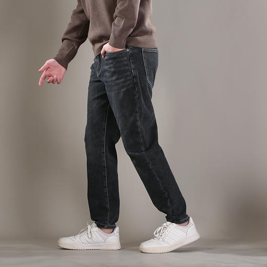 DRONKOO 2025 织带腰带表袋右后袋棕皮标一体绒卡其底厚牛仔长裤 商品图2