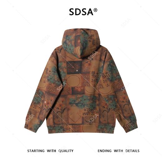 WY1354SDSA男士秋冬新款痞帅男装潮牌撞色简约植物花卉连帽卫衣百搭时尚 商品图5