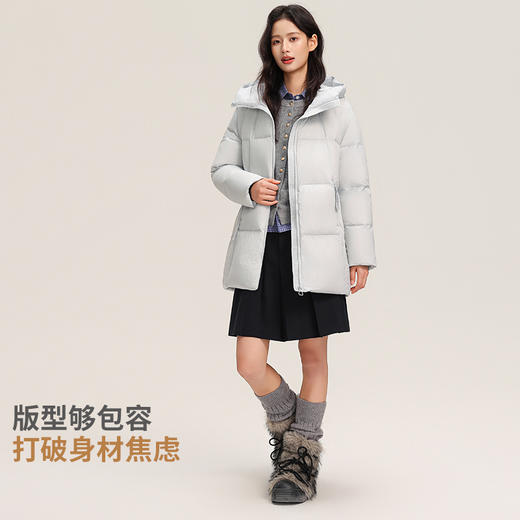 個调新款冬季小个子连帽高领保暖羽绒服女中长款泡芙外套显瘦1036 商品图4