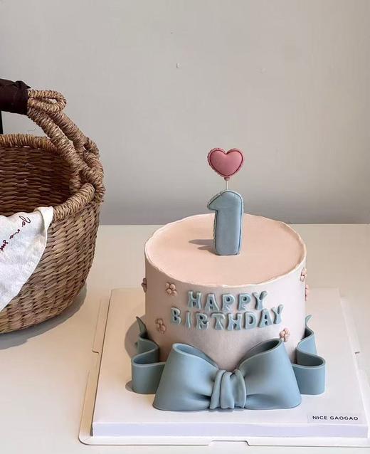 爱心蓝色蝴蝶结卡通蛋糕-低糖处理无添加 商品图0