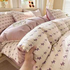 【多妈团购 云感四件套】亲肤舒适 吸湿透气，四季皆宜，被角绑带，不移位，活性印染可机洗，排汗透气-南通智锦