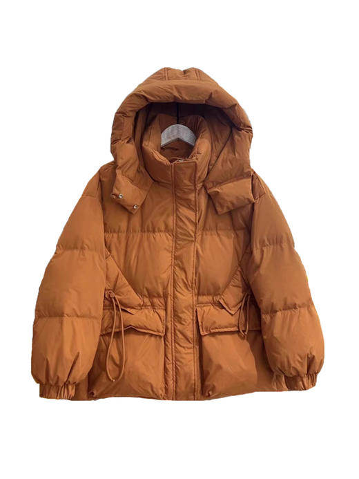 【YW】无忧购连帽收腰羽绒服女中长款显瘦工装外套24016（截单后7天发货） 商品图4