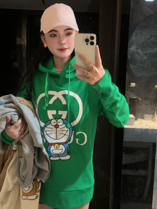 GU＊CCI古＆驰 x Dorae＆mon/哆啦＆A梦 卡通图案刺绣休闲连帽宽松卫衣 商品图7