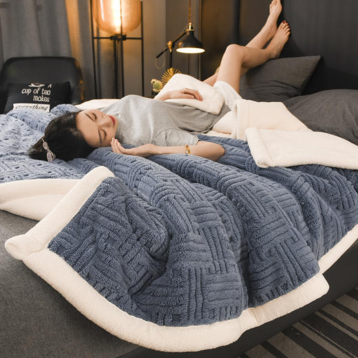 【三层夹棉立体舒棉绒毛毯】冬季加厚午睡盖毯珊瑚绒沙发毯 商品图10