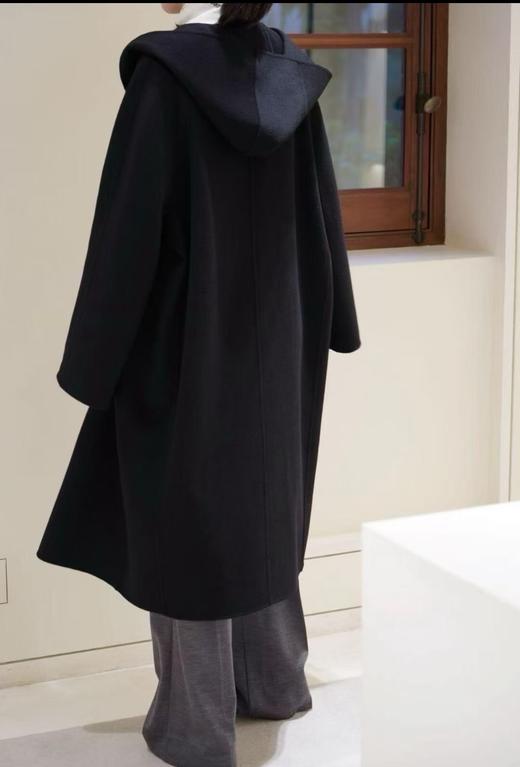 （稀缺货源）火桐hooton 厚全羊绒双面呢连帽及膝大衣外套ZB9090 商品图4