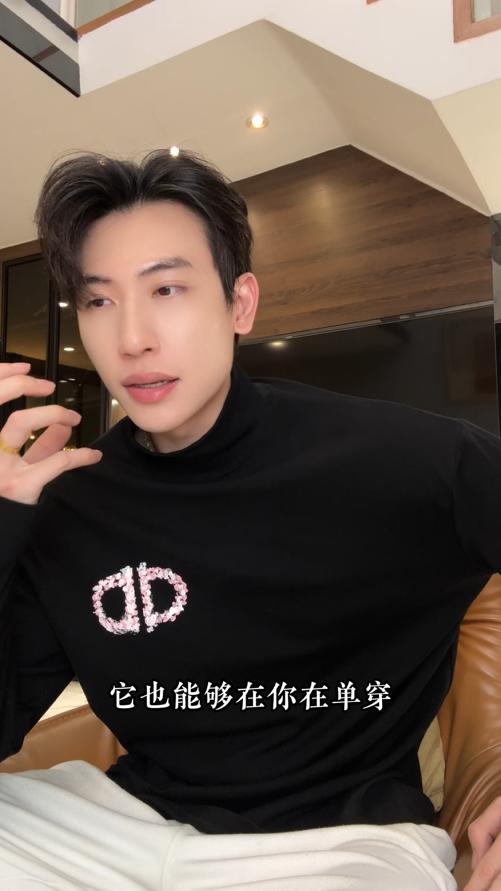 T4988SDSA男士秋冬新款痞帅男装简约时尚手绘字母半高领长袖T恤百搭 商品图0