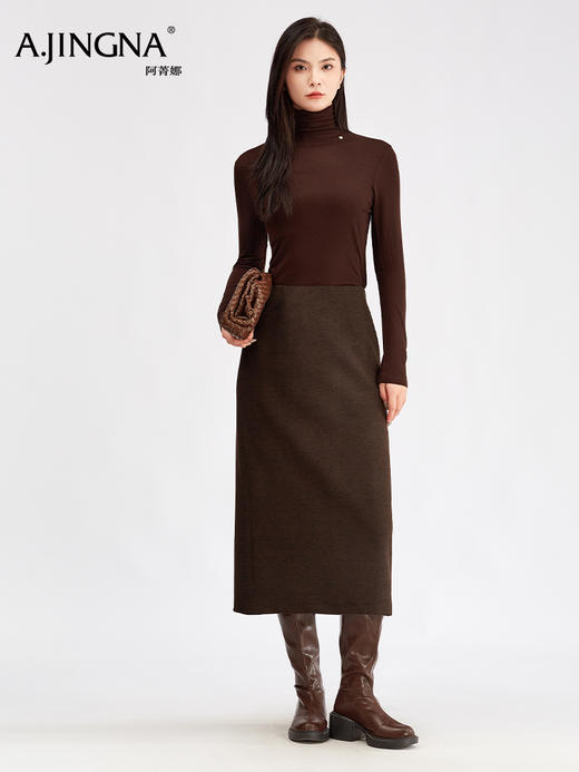 【醋酸羊驼毛】阿菁娜冬季新款醋酸羊驼毛半裙立体剪裁超长裙连腰设计显瘦F30D213011 商品图2