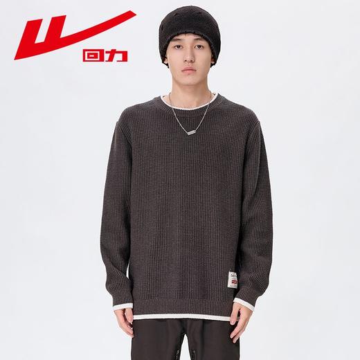 回力毛衣假两件男2025春秋新款复古毛线衣宽松圆领针织衫内搭外套 商品图6
