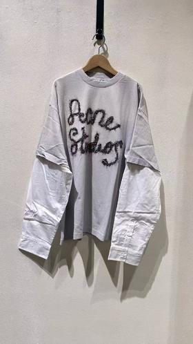 女款logo刺绣长袖T恤hu001