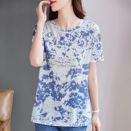印花短袖t恤女夏2025新款洋气大码女装薄款胖mm宽松显瘦女士上衣 商品图3