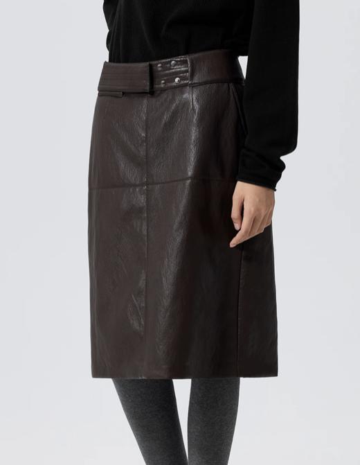 Simple Projetc/K25258/宽腰带金属丝皮裙 商品图0