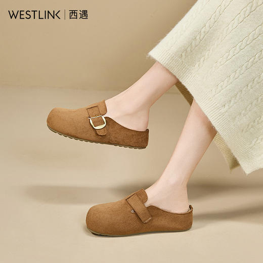 西遇勃肯鞋半拖女新款秋冬百搭圆头一脚蹬包头拖鞋博肯厚底鞋V0057239/V0057240 商品图8