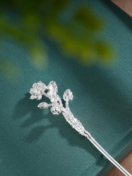 子佩集S990银【莲香妙凝】发簪【CA0011-2】纯银莲花荷花2504 商品图0