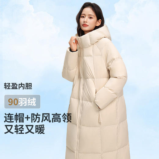 個调新款冬季保暖泡芙羽绒服女宽松连帽长款过膝外套1052 商品图0