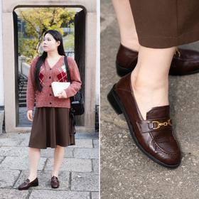 15天发货【「全真皮」通勤乐福鞋】36-43码，深棕色，鞋面羊皮，内里猪皮，鞋垫羊皮，橡胶大底，3cm刚好的高度，走到哪都舒服！