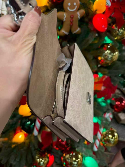 上新折扣1399￥🇺🇸直邮🎄奶茶色老花Coach新款Courtney 水晶扣方盒子包，🉑手提斜挎，水晶盒子包限量发售每年黑五才出一次 商品图5