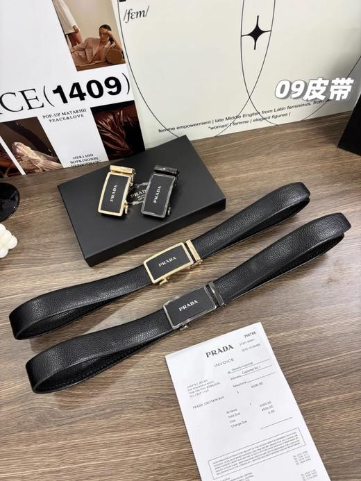 男士双扣腰带自动扣纯牛皮腰带 商品图3