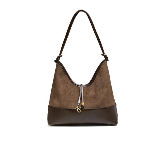 【云粉节】BF楼百思图25冬季新款大容量托特包包时尚反绒麂皮单肩包TY100DX5吊牌价659，现价339 商品图1