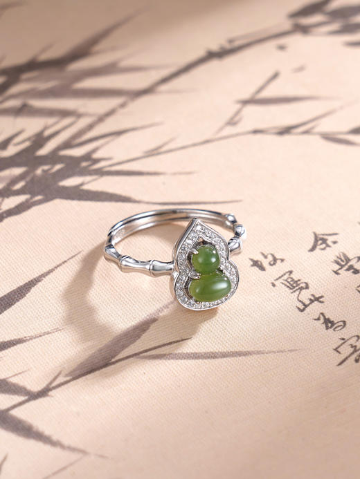 子佩集S925银【福禄一生】戒指纯银【JZ06868】古法银青玉2501 商品图1