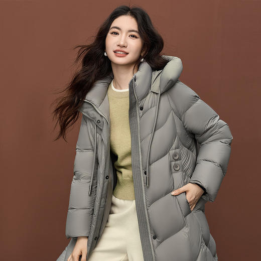 【年货节】熙世界【冰岛极地】灰色长款羽绒服连帽保暖超好看外套女2025冬季 商品图4