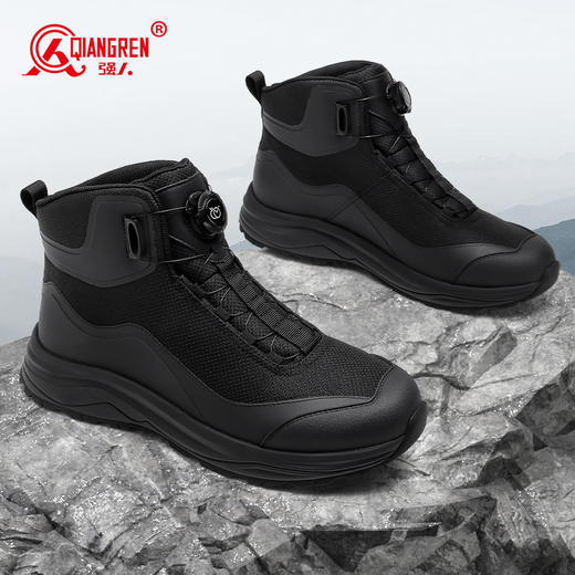 强人3515男靴凯夫拉防穿刺黑色短靴户外耐磨徒步登山靴工装靴 商品图1