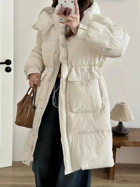【YW】无忧购羽绒服女中长款过膝白鸭绒韩版宽松收腰保暖外套24029（截单后7天发货）