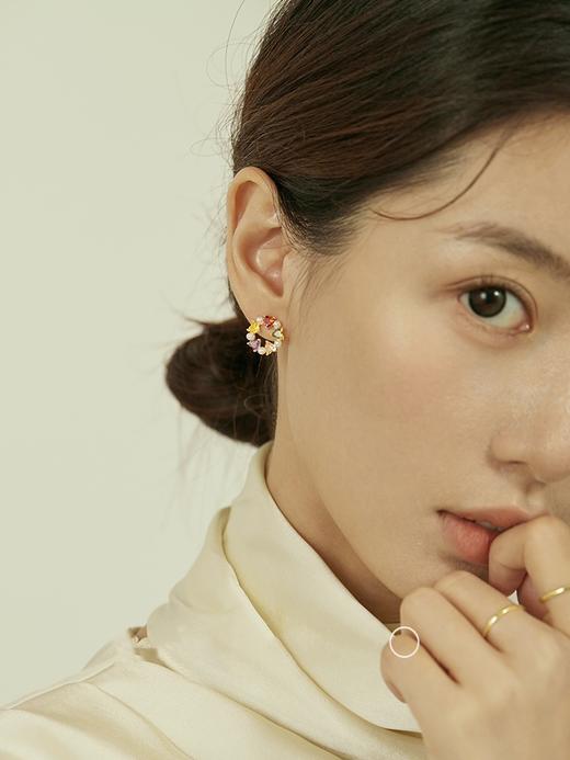 Oflye潮流饰品  爱心彩色圆环珍珠银针耳钉女气质高级感精致耳环轻奢耳饰 商品图2