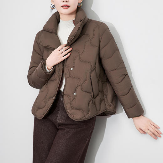 「高货wl」全新升级【铂金会员367/天猫499/差价132】(05408)洛诗琳90白鸭绒羽绒服2025冬季重工异形绗线保暖短外套女 商品图2