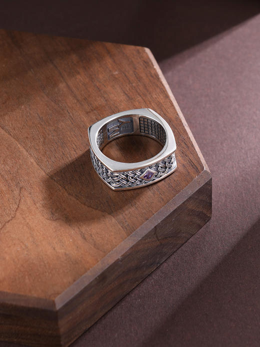 子佩集S925银【睿者风华】戒指【RJJDR617】纯银内圆外方闭口菱形交织仿古男士2504 商品图0