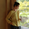 绽放女装514朵/墨染工艺亚麻新中式斜襟正常肩简约长袖衬衫女秋季 商品缩略图0