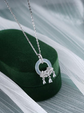 子佩集S925银【平安无虞】套链【YL-7278101】纯银时尚白玉髓平安扣项链2507