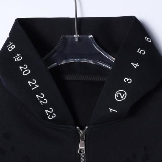 WY1326SDSA秋冬新款痞帅男装简约撞色刺绣数字拉链连帽开衫卫衣休闲百搭 商品图2