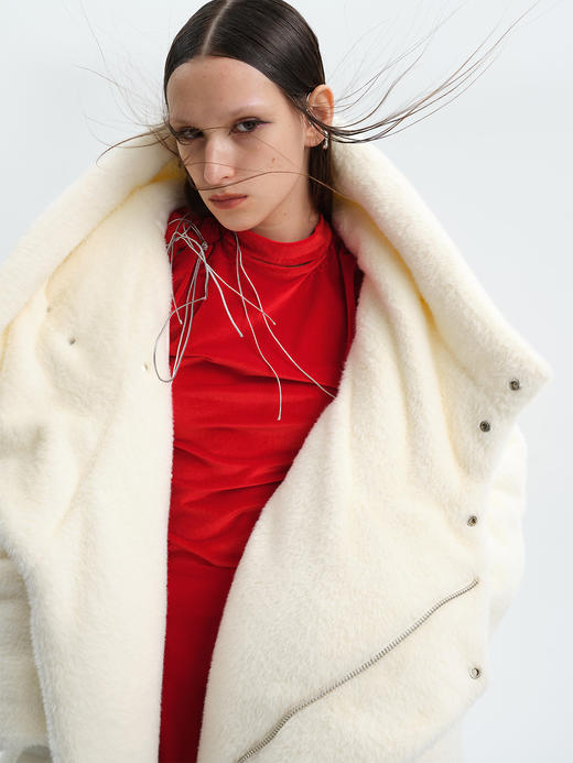 TIWILLTANG就异是MIRROR原创棉衣外套女冬软糯厚实长款毛绒棉衣 商品图0