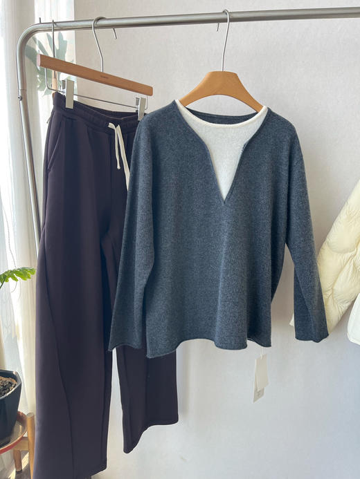 【羊绒的暖】噢蜜ooomeooo羊绒假两件套头衫 商品图6