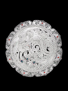 子佩集S999银手工银花丝【凤舞云霄花丝盘】大师工坊原创设计【FWYX】2506