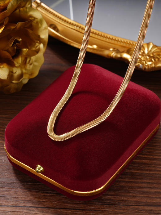 子佩集S925银【悦颜】项链纯银【AE00082】原创2镀金蛇骨2501 商品图3