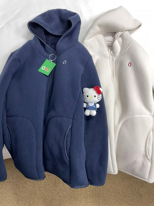 大厂订单！ O+标~男女高密度摇粒绒情侣连帽外套 商品图8