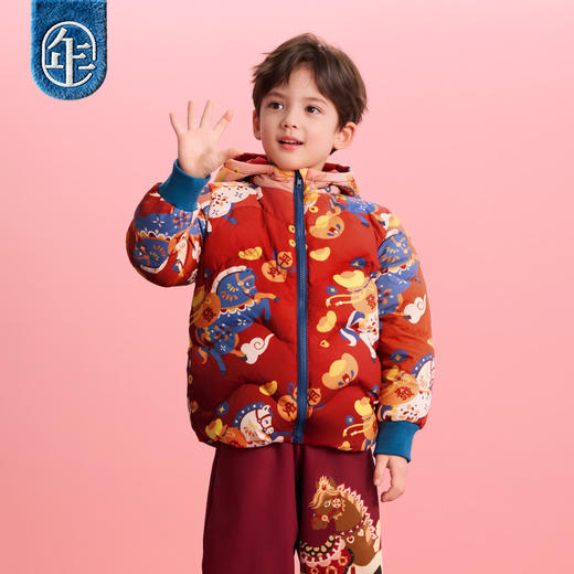 【年衣品牌团】年衣童装短裤羽绒服冬装新款男女童加厚鸭绒连帽马上有钱羽绒服   1207 商品图2