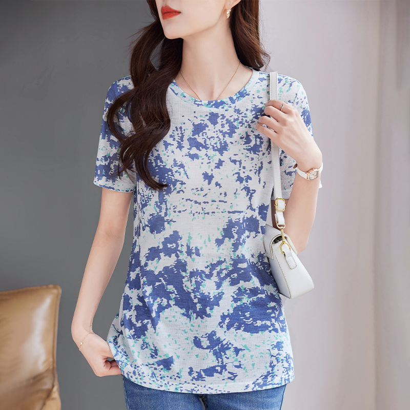 印花短袖t恤女夏2025新款洋气大码女装薄款胖mm宽松显瘦女士上衣