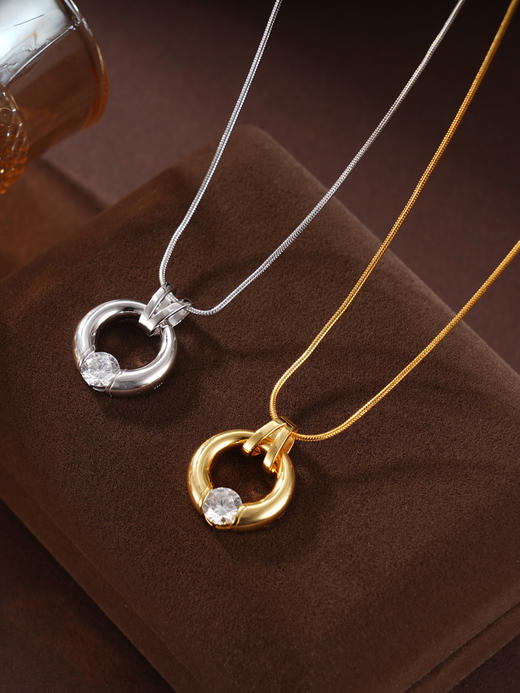 子佩集S925银【微凉晨光】项链纯银【AE00359】原创2镀金平安扣2501 商品图4