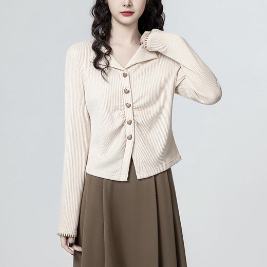 裁缝学苑AQ569V领针织开衫纸样女装新款褶皱翻领短款上衣样板 商品图1