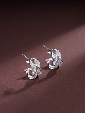 子佩集S925银【一生牵绊】耳钉纯银【EL070382】时尚半环2501