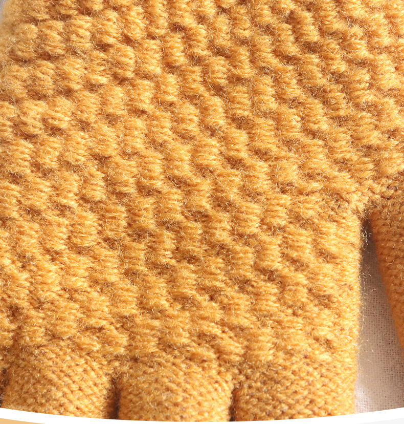 手套女冬季加绒加厚韩版防寒可爱骑行触屏保暖毛线针织