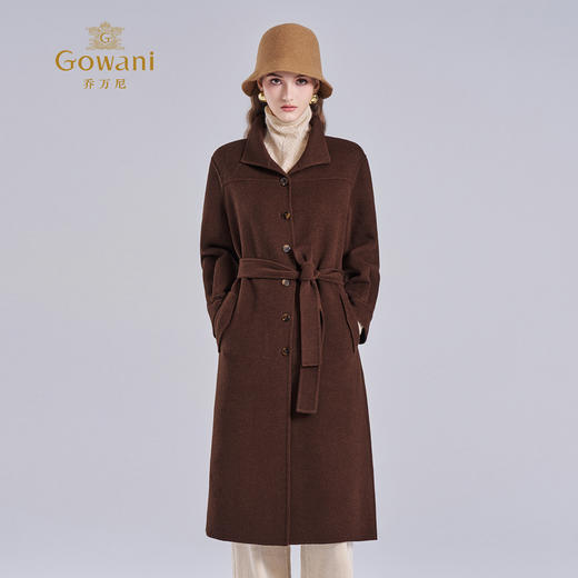 乔万尼2025新品冬翻领复古混橘羊毛羊绒中长款大衣ED4A728 商品图1