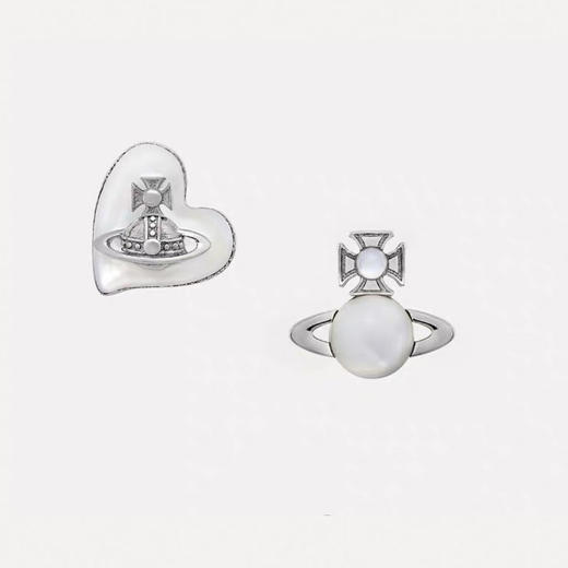 春日限定【抢先购】Vivienne西太后不对称爱心珍珠土星耳饰银色/金色 -mi_bba 商品图1