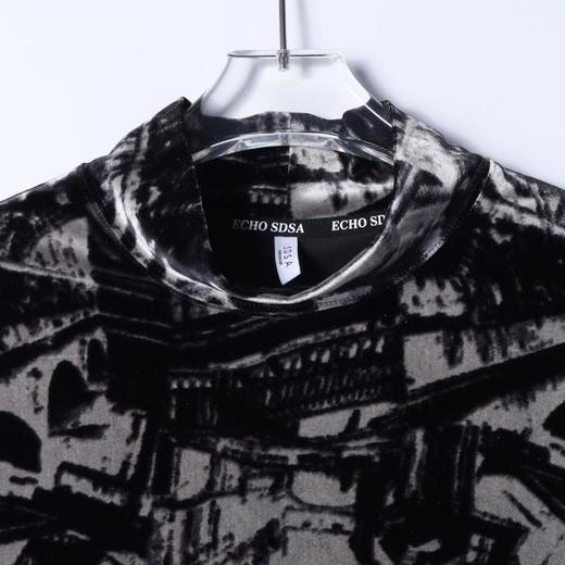 T4995SDSA男士秋冬新款痞帅男装潮牌绒面撞色半高领长袖T恤百搭时尚 商品图2