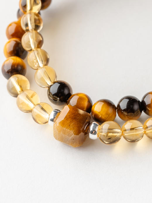 【一念七宝】前程似金|高透黄水晶虎睛石双圈手串 商品图3