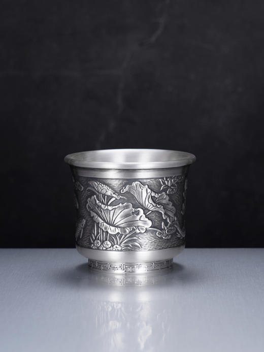 子佩集S999银【鱼戏荷香】茶杯纯银【DLCB013】茶具仿古高杯2501 商品图1