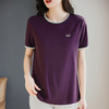 紫色短袖t恤女夏季2025年新款大码女装宽松半袖胖mm减龄女士上衣 商品缩略图3